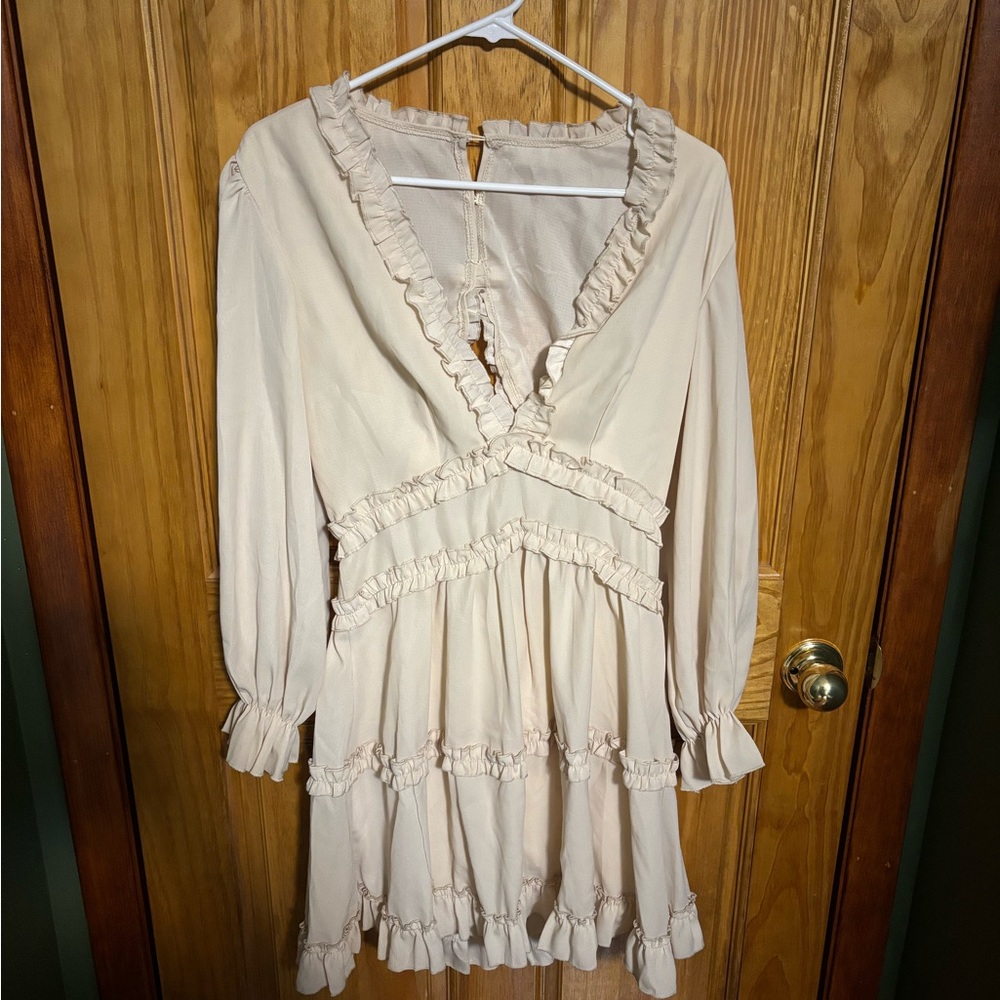 Elegant Cream Ruffle Dress